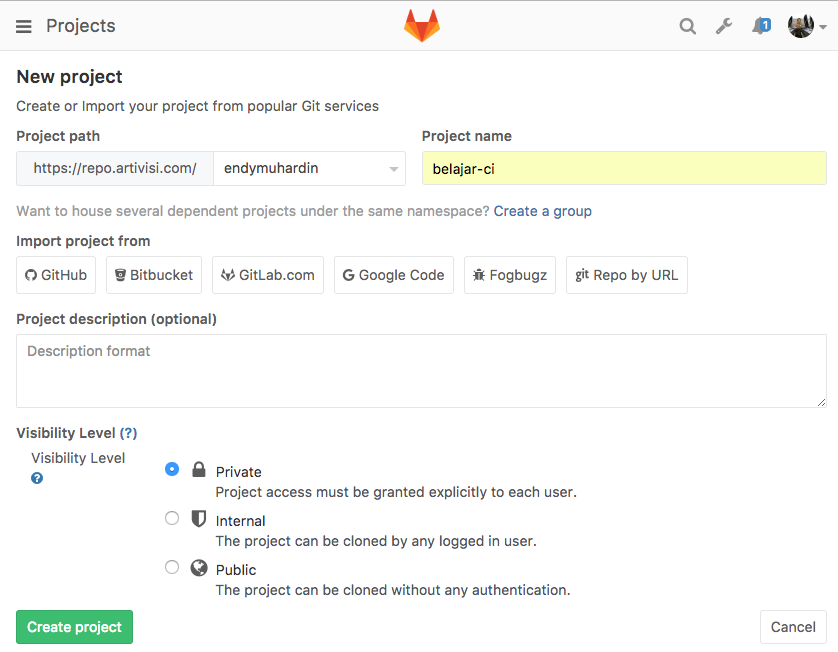 Gitlab New Project